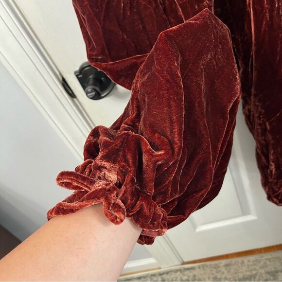 NEW Free People Lotus Velvet Pant in Garnet - Picture 5 of 16